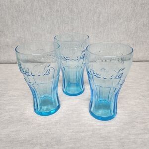 Coca Cola Blue Glass Set of 3